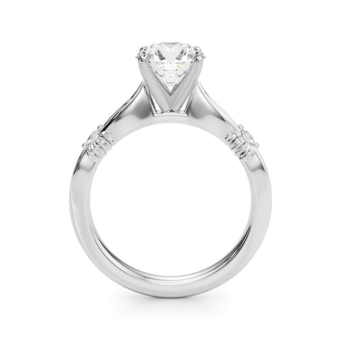 Platinum Round Solitaire Diamond Twisted Band with Four-Prong Setting