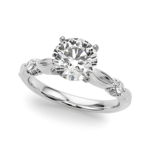 Platinum Round Solitaire Diamond Twisted Band with Four-Prong Setting