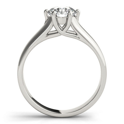 White gold Round Solitaire Engagement Ring with Six-Prong Setting and Comfort Fit Band