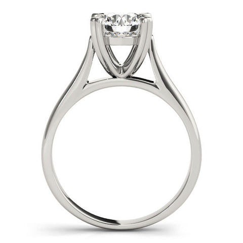 Platinum Round Solitaire Heart Prong Engagement Ring with Tapered Band