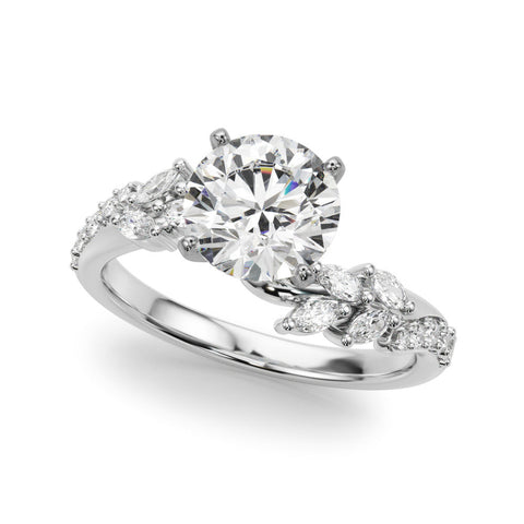 Platinum Round Solitaire Marquise Twist Band with Six-Prong Setting