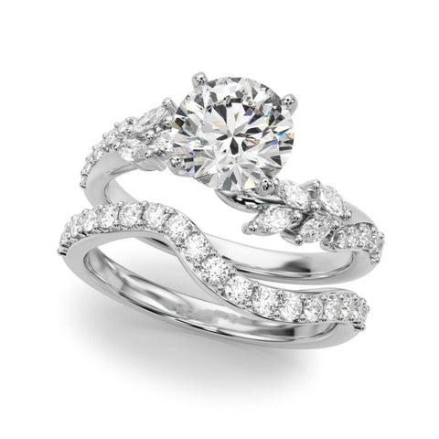 Platinum Round Solitaire Marquise Twist Band with Six-Prong Setting