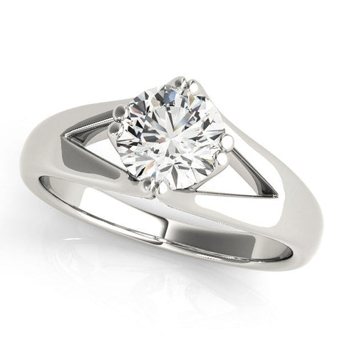 White gold Round Solitaire Split Shank Prong Set Ring