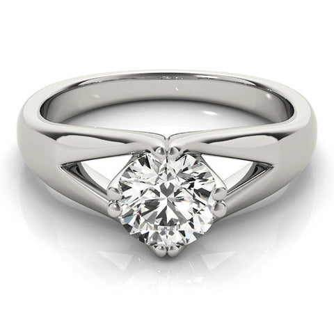 Platinum Round Solitaire Split Shank Prong Set Ring