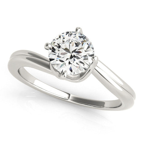 Platinum Round Solitaire Twist Band Engagement Ring with Four-Prong Setting