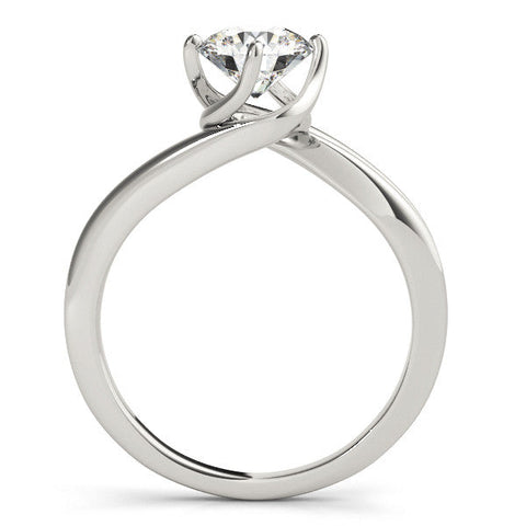 White gold Round Solitaire Twist Band Engagement Ring with Four-Prong Setting