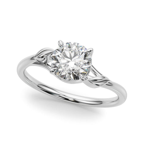 Platinum Round Solitaire Twist Band with Four-Prong Setting