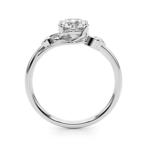 Platinum Round Solitaire Twist Band with Four-Prong Setting