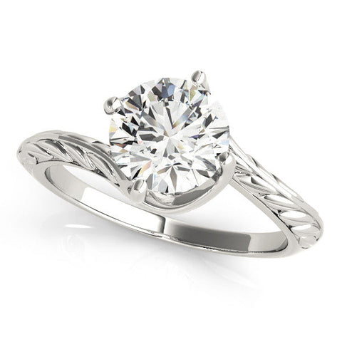 Platinum Round Solitaire Twisted Band with Four-Prong Setting