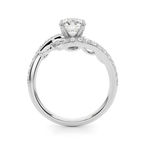 Platinum Round Solitaire with Pavé Twist Band and Four-Prong Setting