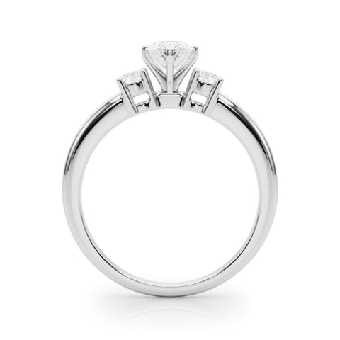 Platinum Three-Stone Marquise Cut Diamond Solitaire with Prong Setting and Classic Band