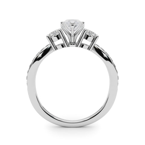 Platinum Three-Stone Marquise Cut Diamond Twist Band with Prong Setting