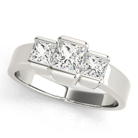 Platinum Three Stone Princess Cut Channel Set Diamond Ring