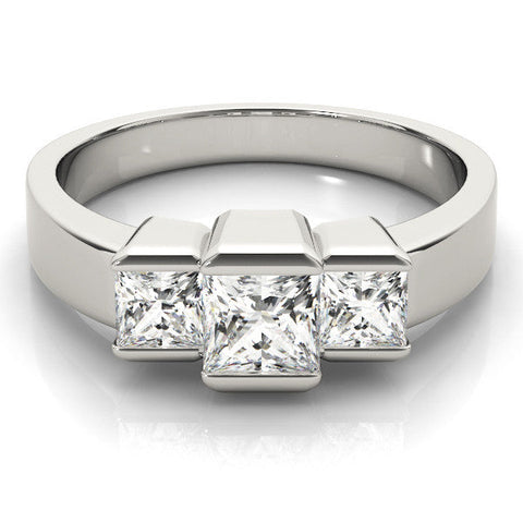White gold Three Stone Princess Cut Channel Set Diamond Ring