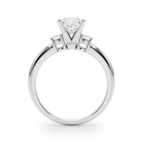 White gold Three-Stone Princess Cut Diamond Solitaire with Prong Setting and Classic Band