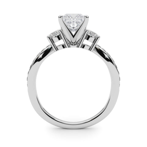 Platinum Three-Stone Princess Cut Diamond Twist Band with Prong Setting