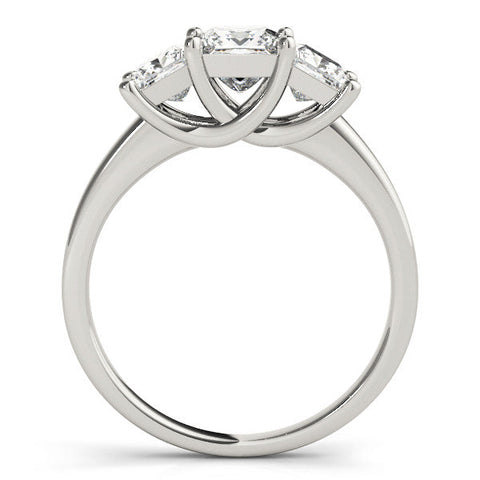 Platinum Three-Stone Princess Cut Solitaire Ring with Classic Prong Setting