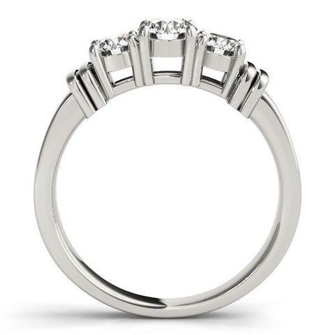 Platinum Three-Stone Round Brilliant Channel Set Diamond Ring with Bar Prong Setting
