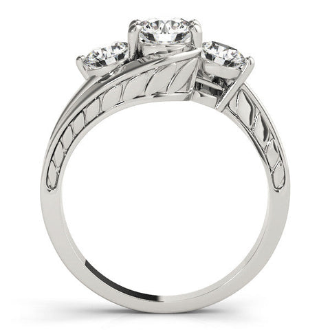 Platinum Three-Stone Round Brilliant Split Shank Prong Set Ring