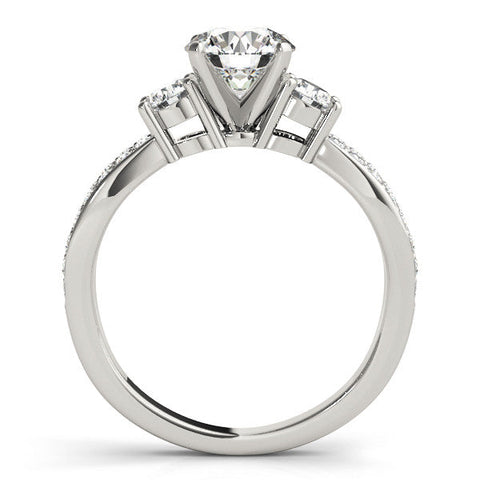 Platinum Three-Stone Round Cut Diamond Twist Band with Prong Setting