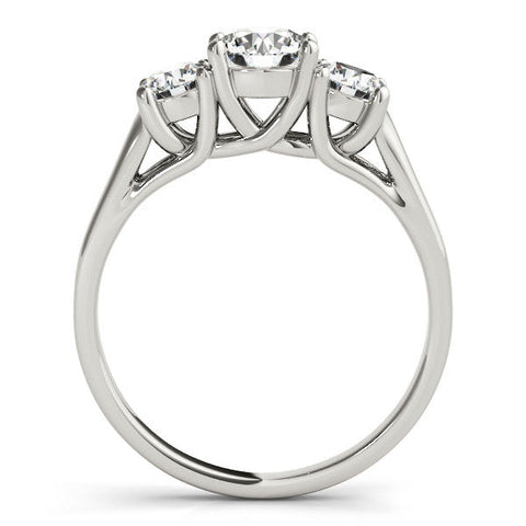Platinum Three-Stone Round Cut Solitaire Ring with Classic Band and Prong Setting