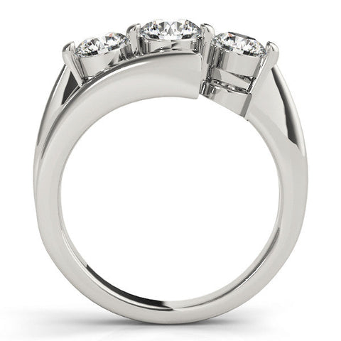 Platinum Three-Stone Round Diamond Bypass Band with Prong Setting