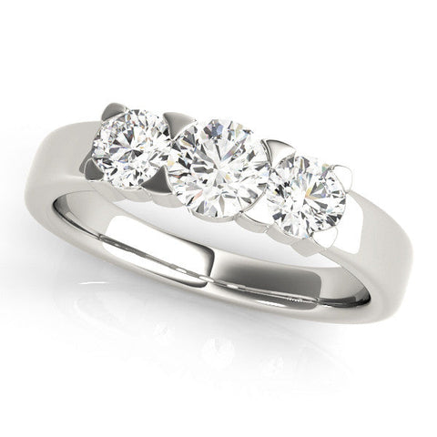 White gold Three-Stone Round Diamond Classic Band with Prong Setting