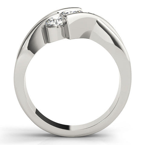 Platinum Three-Stone Round Diamond Crossover Band with Channel Prong Setting