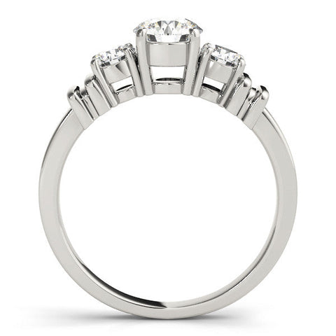 Platinum Three-Stone Round Diamond Solitaire Ring with Channel Band and Prong Setting