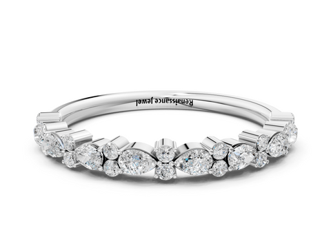 Platinum Pear & Round Diamond Wedding Band