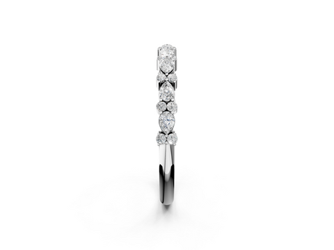 White Gold Pear & Round Diamond Wedding Band
