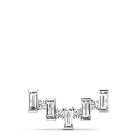 Silver Baguette Diamond Bar Pendant with Prong Setting