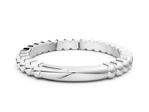 White gold Beaded Round Stone Eternity Band with Bezel Setting