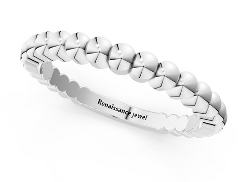 Platinum Beaded Round Stone Eternity Band with Bezel Setting