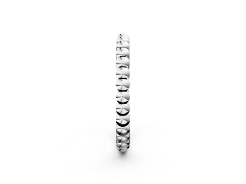 Platinum Beaded Round Stone Eternity Band with Bezel Setting
