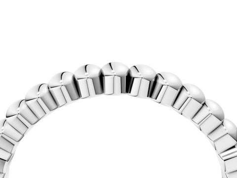 Platinum Beaded Round Stone Eternity Band with Bezel Setting