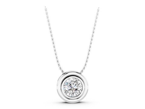 White gold Bezel Round Diamond Pendant