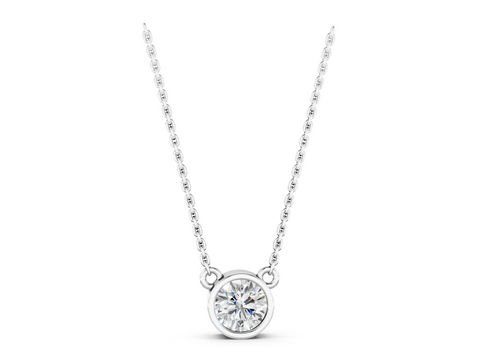 White gold Bezel Round Solitaire Pendant
