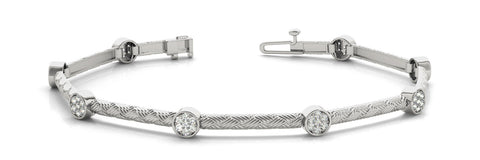 White gold Bezel Set Round Diamond Braided Band Bracelet