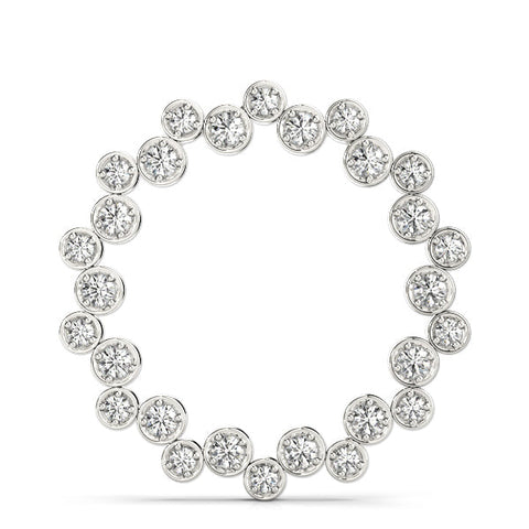Silver Bezel Set Round Diamond Circle Pendant