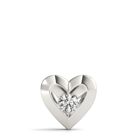 Silver Bezel-Set Round Diamond Heart Pendant