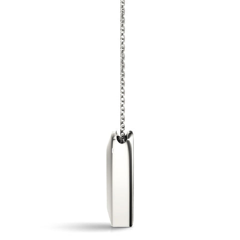 Silver Bezel-Set Round Diamond Heart Pendant