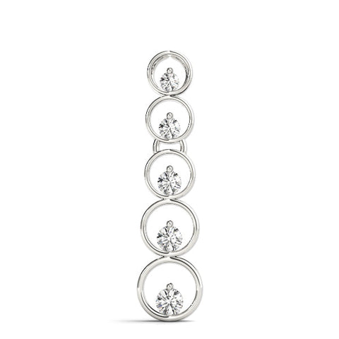 Silver Bezel-Set Round Diamond Pendant with Prong Setting