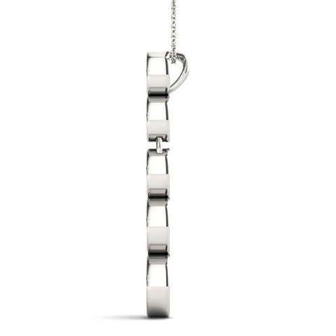 Silver Bezel-Set Round Diamond Pendant with Prong Setting
