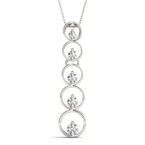 Silver Bezel-Set Round Diamond Pendant with Prong Setting