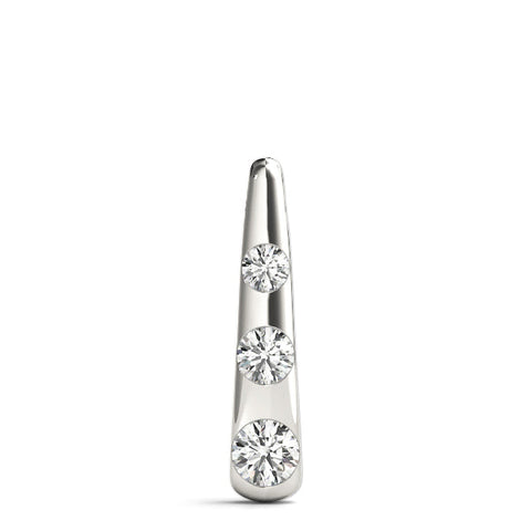 Silver Bezel Set Round Diamond Tapered Bar Pendant