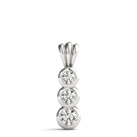 Silver Bezel Set Round Diamond Three-Stone Pendant