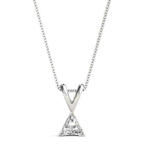 Silver Bezel-Set Trillion Diamond Pendant