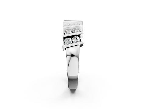 White gold Channel Set Round Diamond Anniversary Band with Vertical Prongs