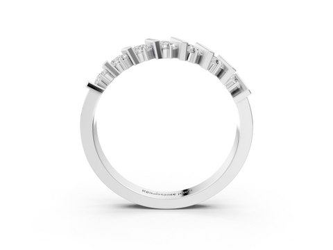 White gold Channel Set Round Diamond Anniversary Band with Vertical Prongs